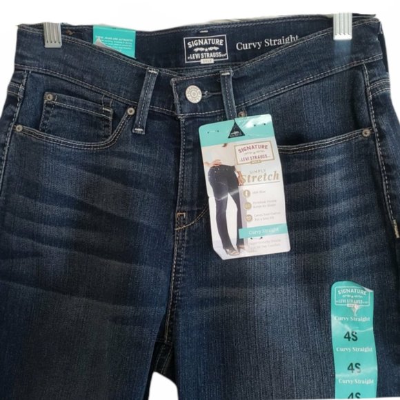 NWT  Signature Levi Curvy Straight Stretch Jeans Size 4 - Picture 4 of 10